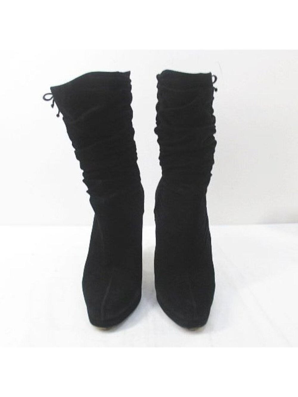 Gucci Middle Boots Side Gathered Ribbon Black Suede 38 - Picture 5 of 8